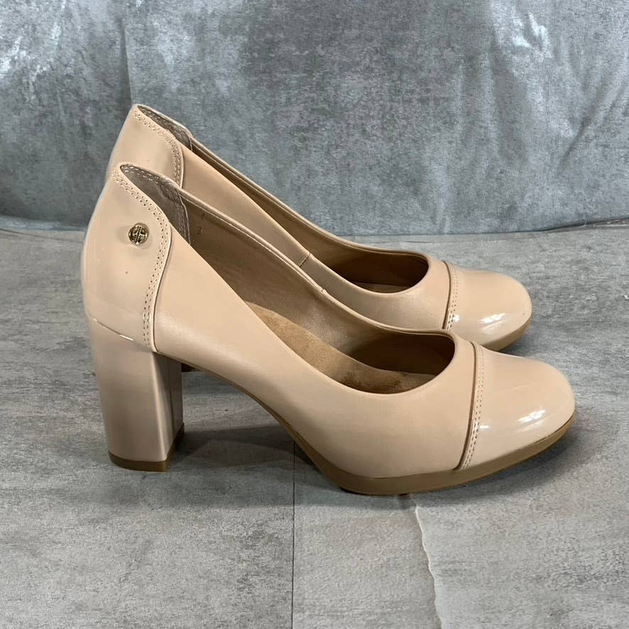 GIANI BERNINI Women's Nude Smooth Laynne Round Cap-Toe Block-Heel Pumps SZ 6