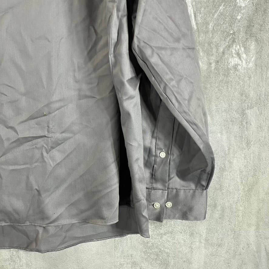 VAN HEUSEN Men's Grey Regular-Fit Stretch Button-Up Long-Sleeve Dress Shirt SZXL