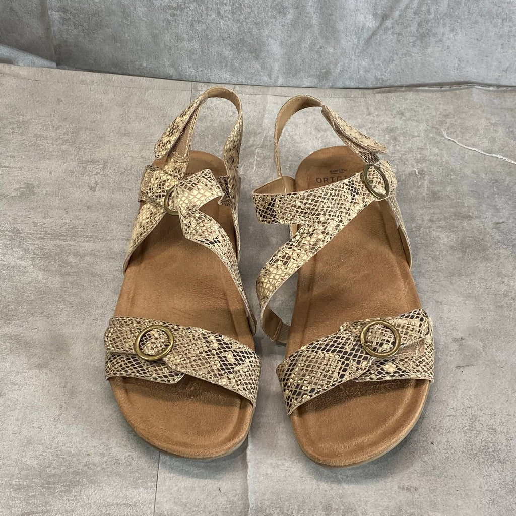 EARTH ORIGINS Women's Taupe Multi Snake Embossed Beck Casual Sandals SZ 11