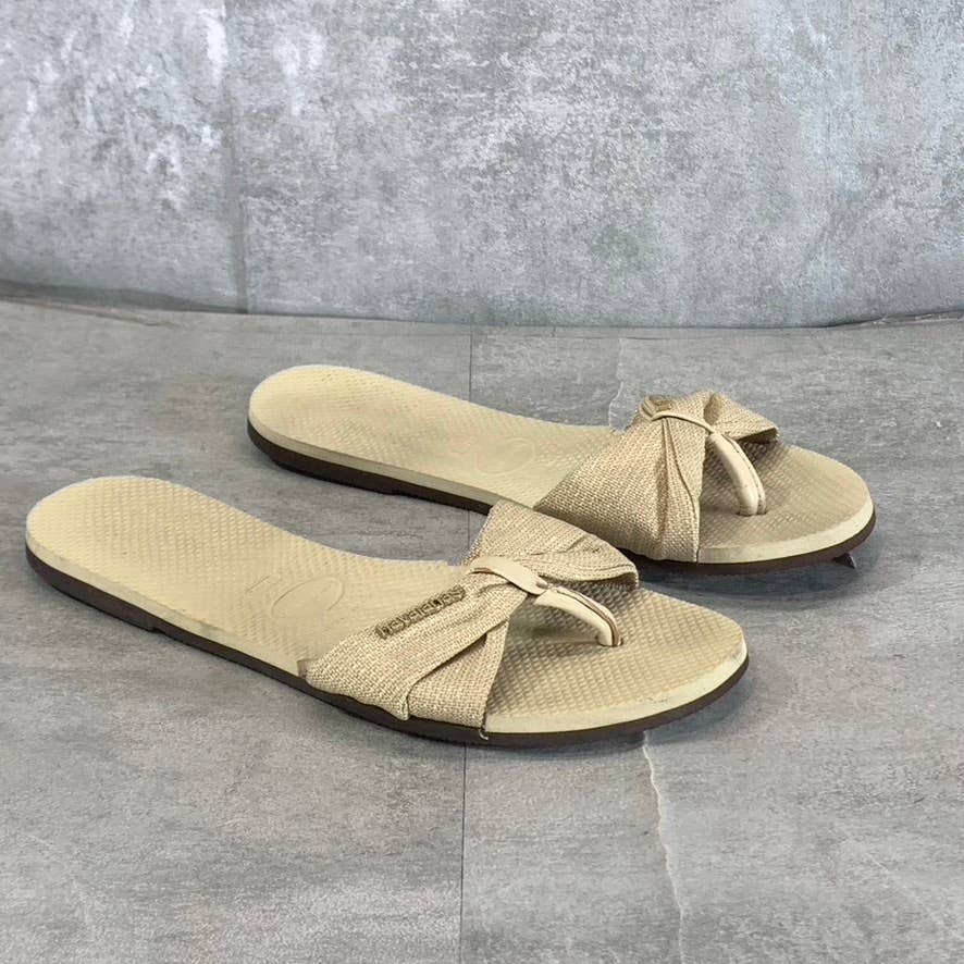 HAVAIANAS Women's Beige You St. Tropez Shine Thong Sandals SZ 9-10