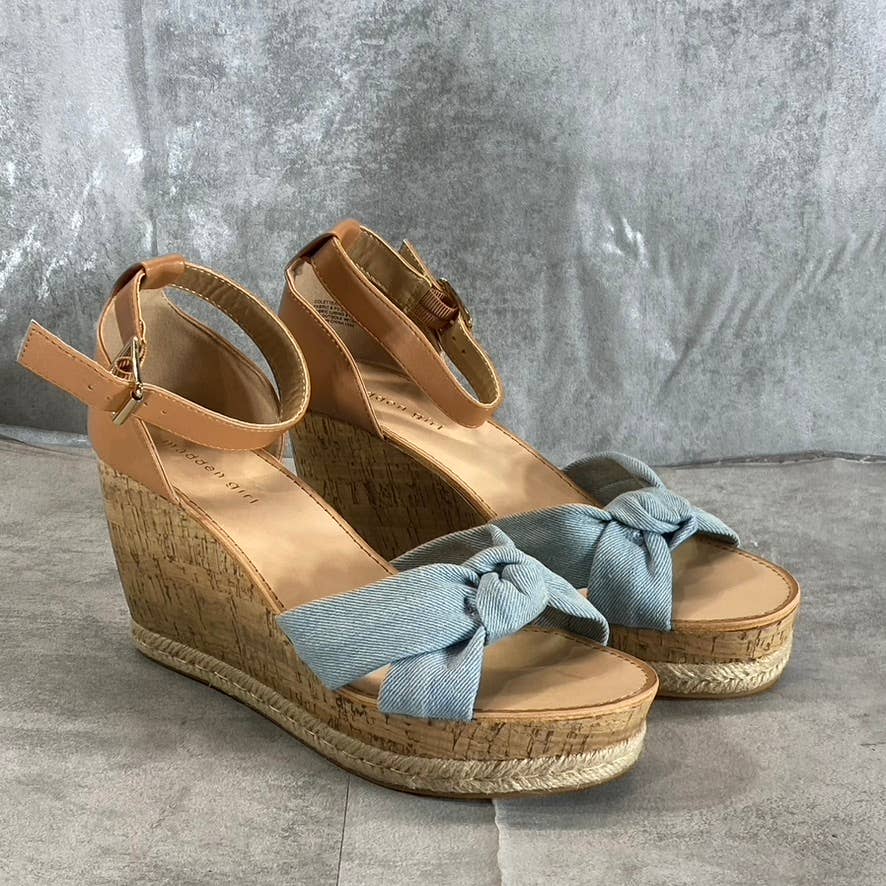 MADDEN GIRL Women's Denim Multi Colette Ankle-Strap Wedge Platform Sandals SZ 10