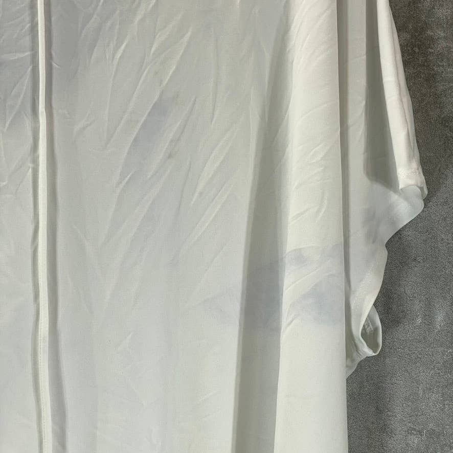 BAR III Women's Plus Blanc V-Neck Seamed Short-Sleeve Top SZ 2X