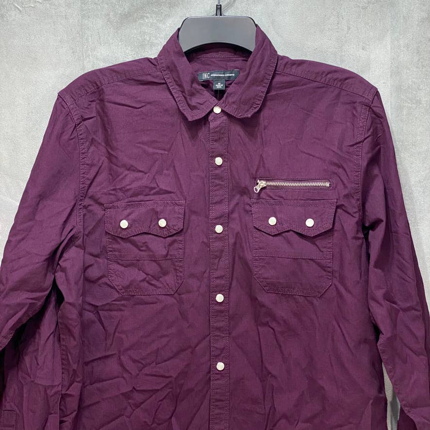INC INTERNATIONAL CONCEPTS Wine Long Sleeve Harris Utility Shirt SZ M