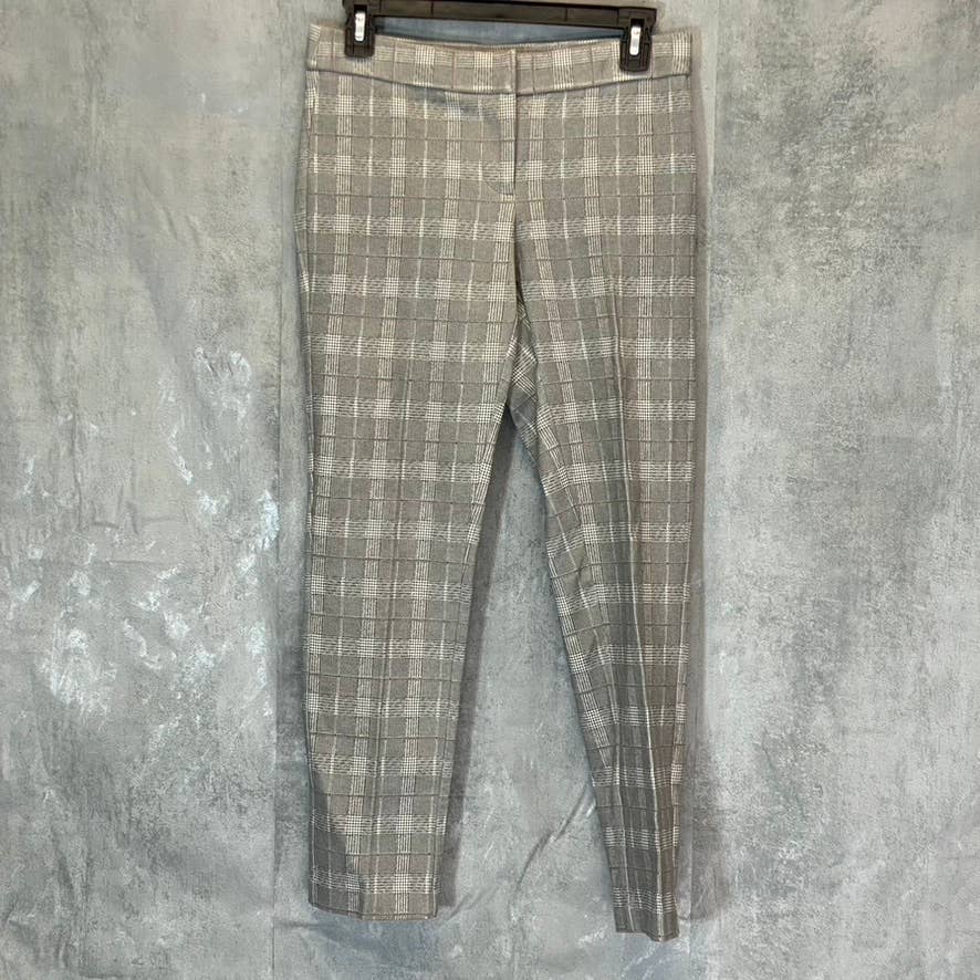 AMANDA & CHELSEA Women's Grey-Pink Plaid Slim Straight Pants SZ 0