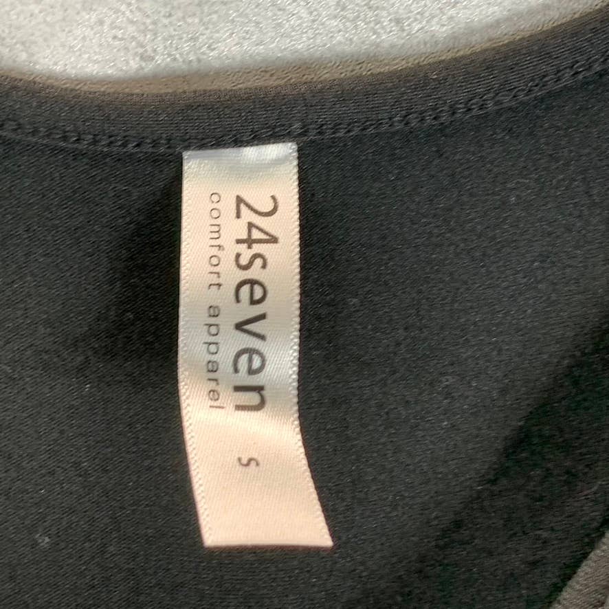 24SEVEN COMFORT APPAREL Women's Black Round-Neck Long-Sleeve Midi Dress SZ S