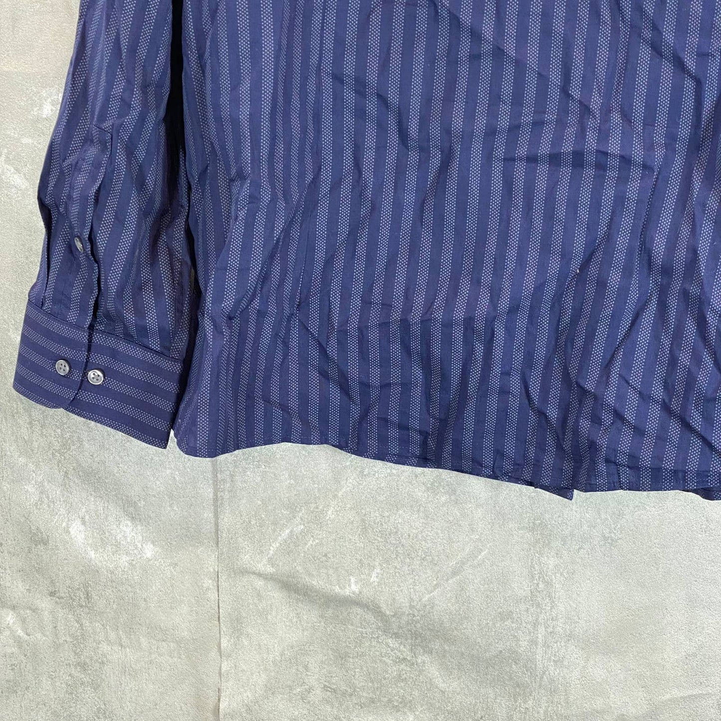 BAR III Men's Navy Slim-Fit Stretch Dotted Stripe-Print Button Dress Shirt SZ XL