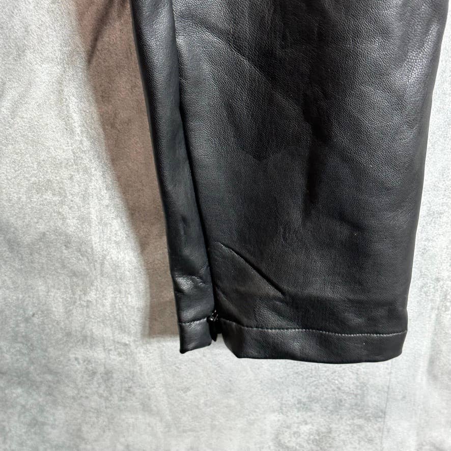 GUESS Women's Jet Black Faux-Leather Priscilla Side Zipper Pull-On Leggings SZXL