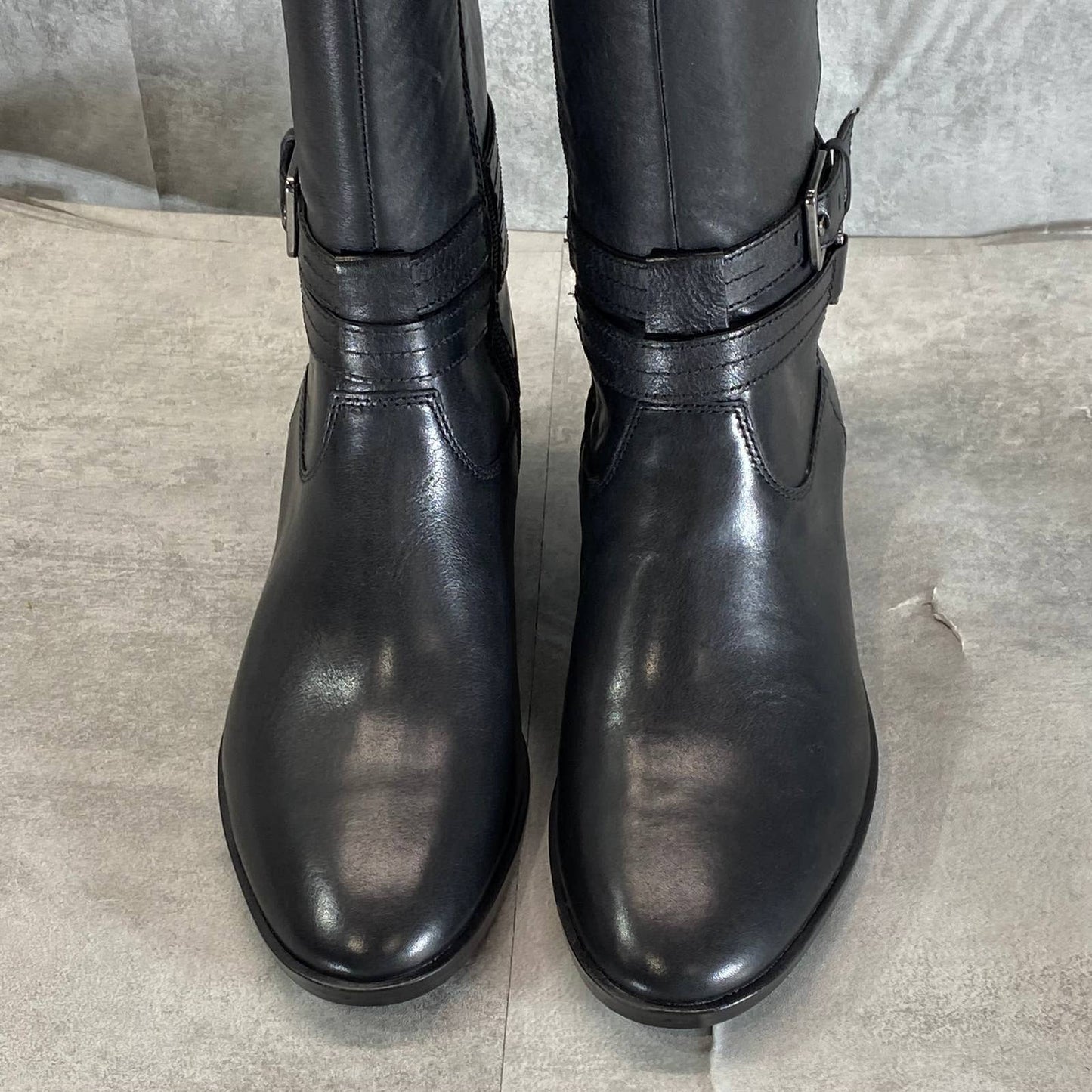 NATURALIZER Women's Wide Black Leather Reid Tall Riding Boots SZ 7W