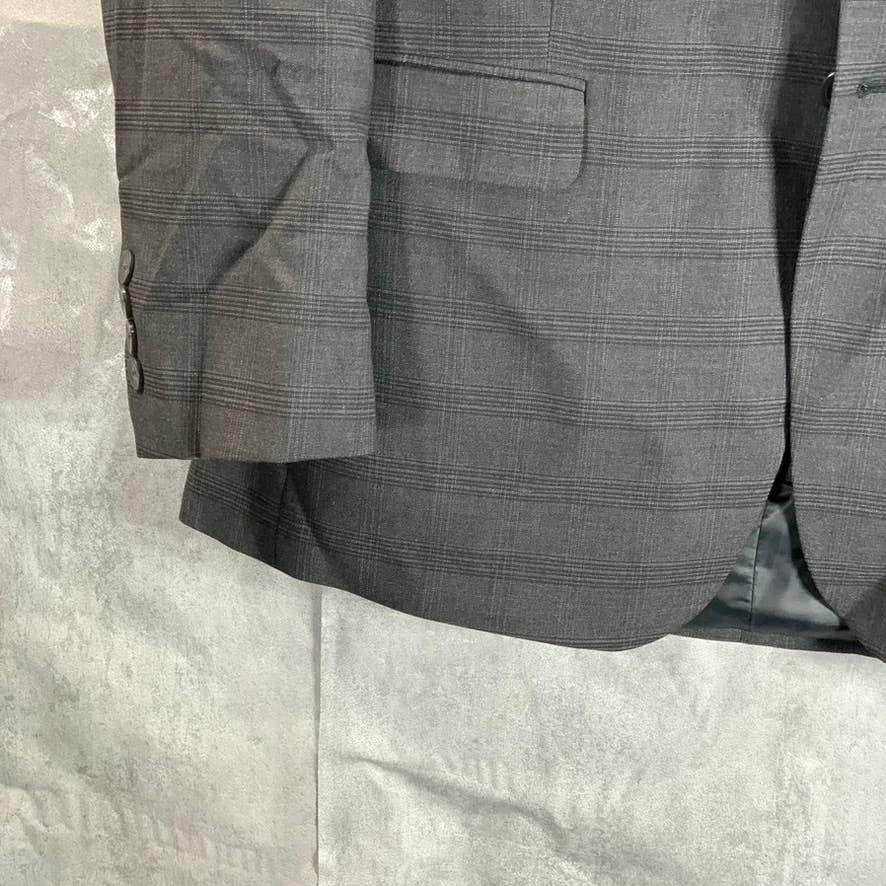 MARC NEW YORK Men's Charcoal Plaid Modern-Fit Two-Button Suit Jacket SZ 42R