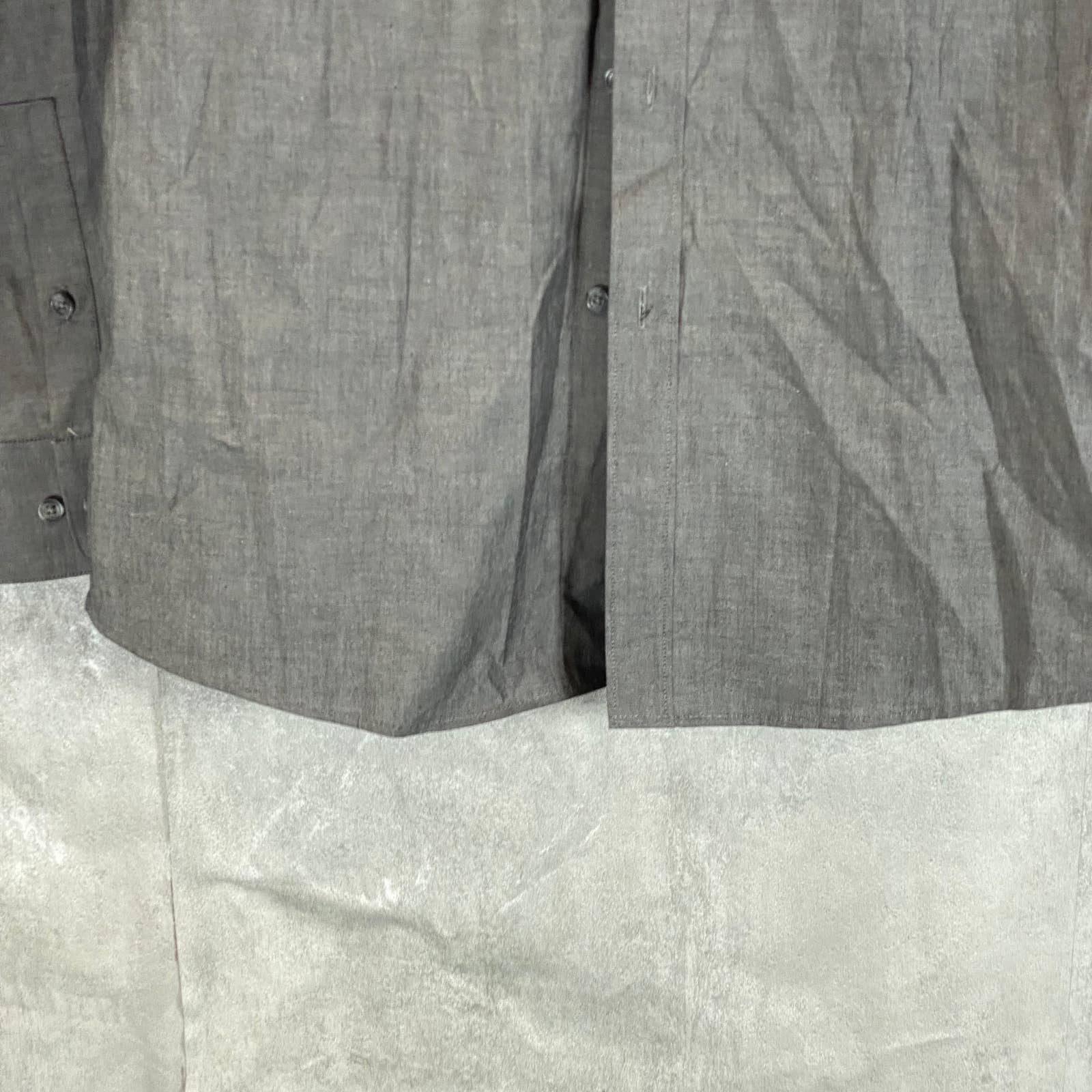 BAR III Men's Charcoal Chambray Slim-Fit Stretch Button-Up Long-Sleeve Shirt SZM