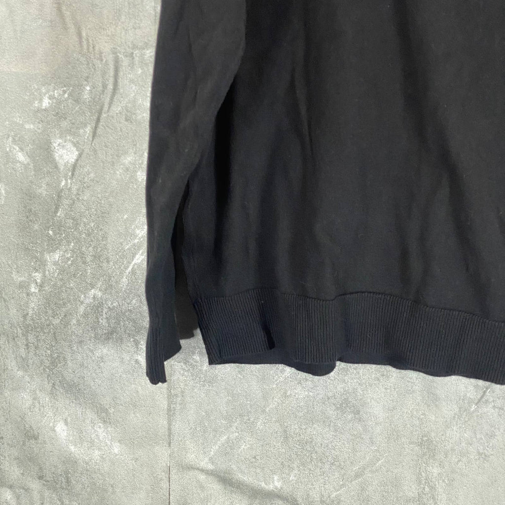 ALFANI Men's Deep Black Solid V-Neck Cotton Long-Sleeve Pullover Sweater SZ L