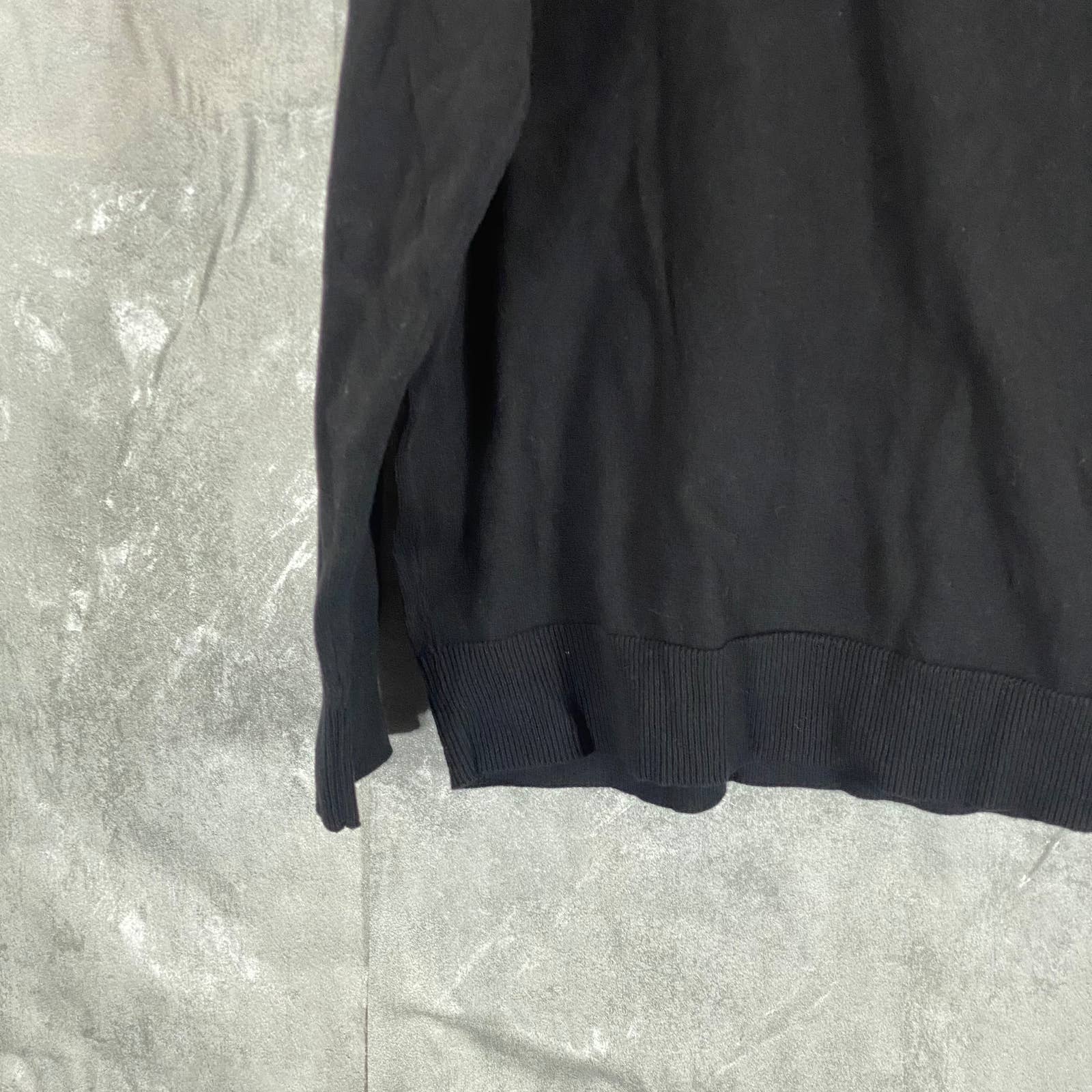 ALFANI Men's Deep Black Solid V-Neck Cotton Long-Sleeve Pullover Sweater SZ L