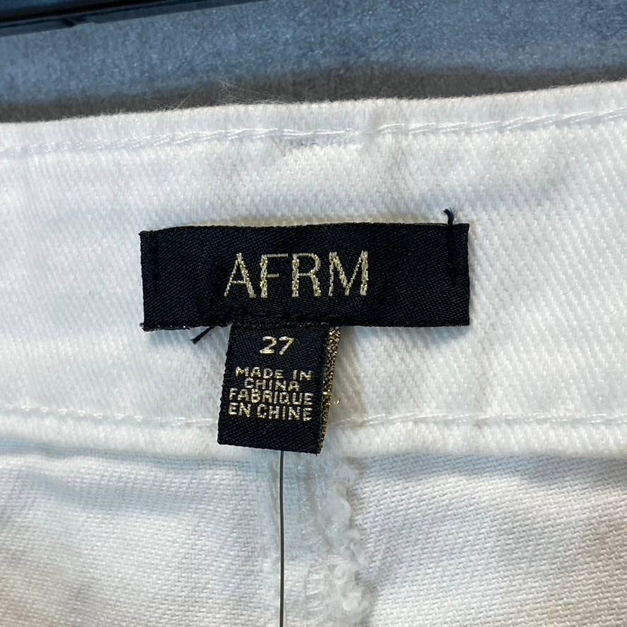 AFRM Women's White Luisa Distressed High-Rise Ankle Crop Skinny Denim Jeans SZ27