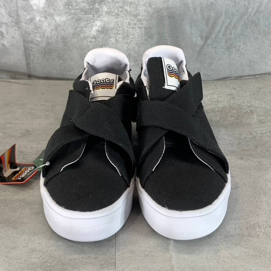 GOATS Women's Black Canvas The 728 Cross Straps Platform Slip-On Sneakers SZ 9