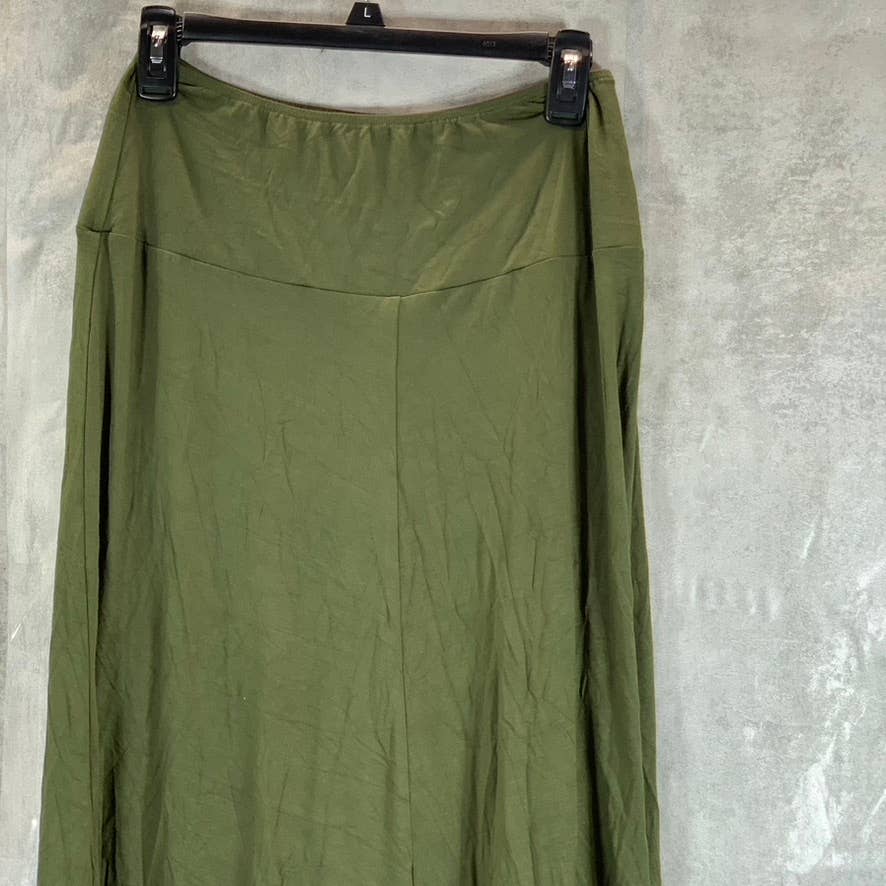 24SEVEN Comfort Apparel Women's Green A-Line Maxi Pull-On Skirt SZ M