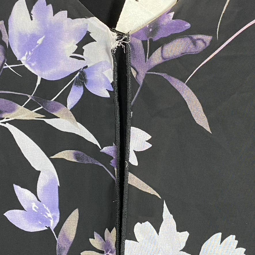 CONNECTED APPAREL Women's Grape Floral-Print Sleeveless Chiffon Overlay Dress