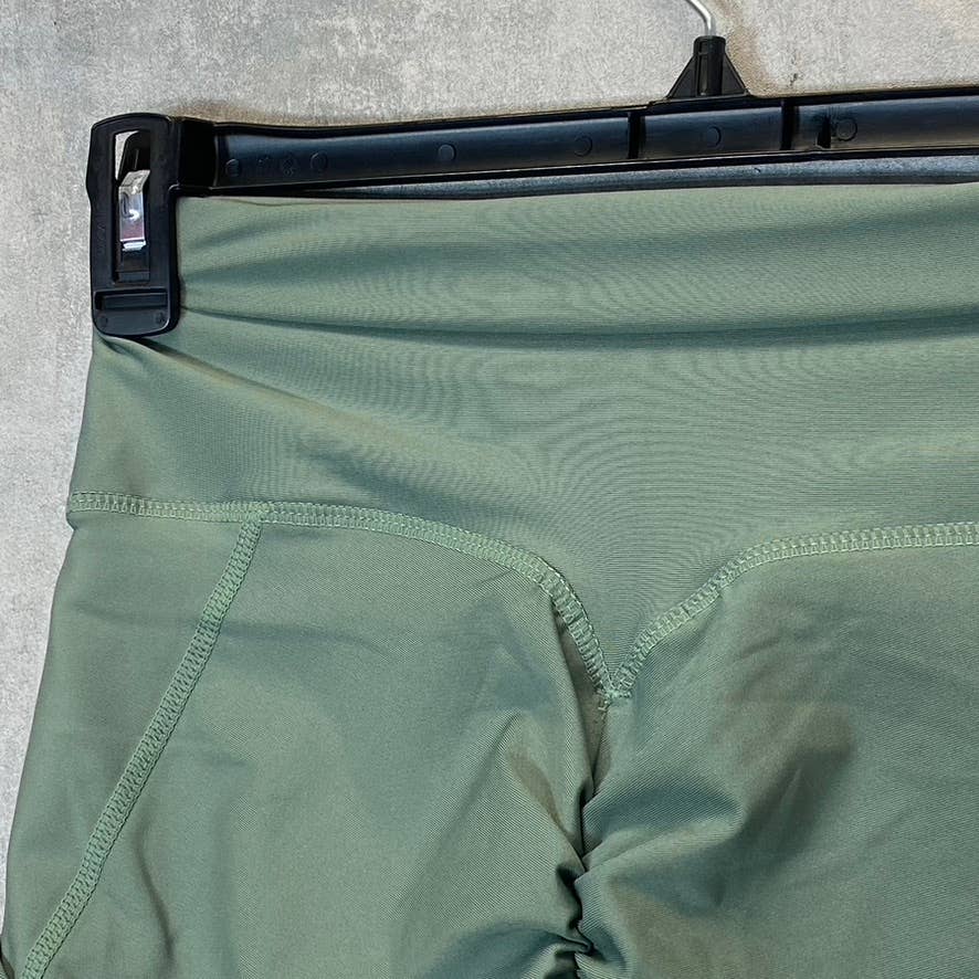 PRO-FIT Activewear Fruit Green Lightweight Ruched Breathable High-Waist Pull-On Leggings SZ S