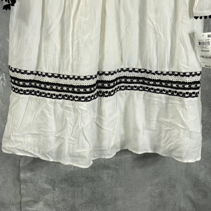 INC INTERNATIONAL Women's Bright White V-Neck 3/4 Bell Sleeve Mini Dress SZ M