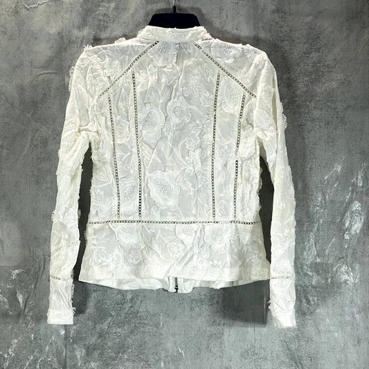 INC INTERNATIONAL CONCEPTS Women's Bright White Eyelash Embroidered Jacket SZ S