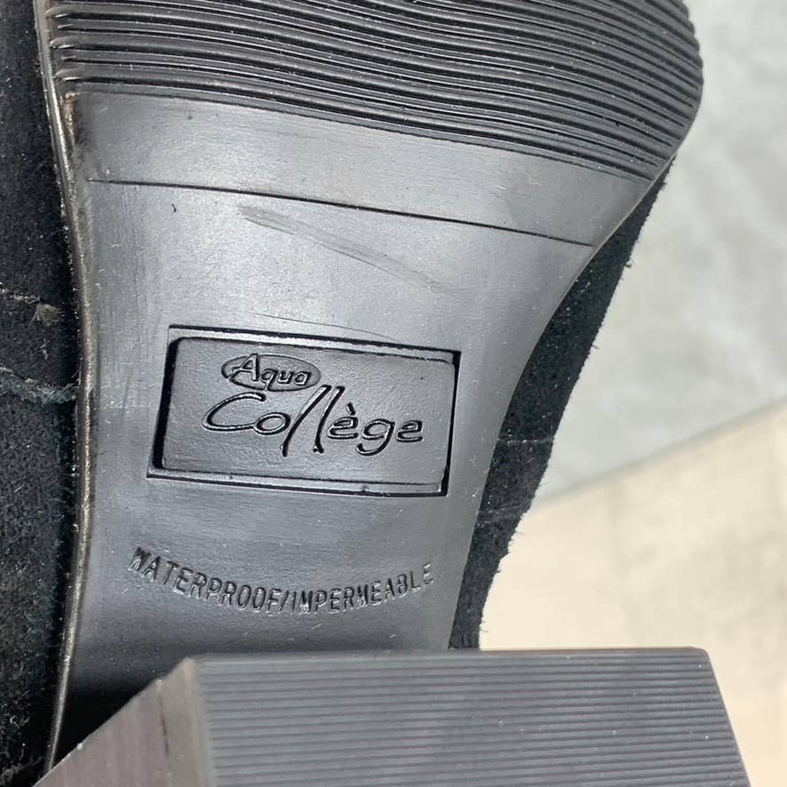 AQUA COLLEGE Women's Black Suede Tori Waterproof Square-Toe Tall Boots SZ 6