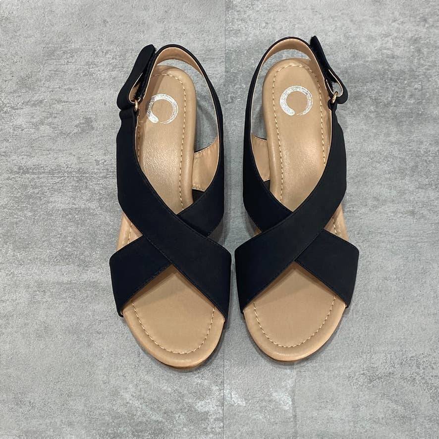 JOURNEE COLLECTION Black Jenice Wedge Sandal SZ 6.5