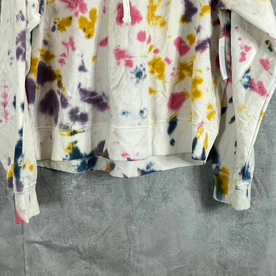 JENNI Women's White Bold Tie-Dye On Repeat Hooded Lounge Pullover SZ XL