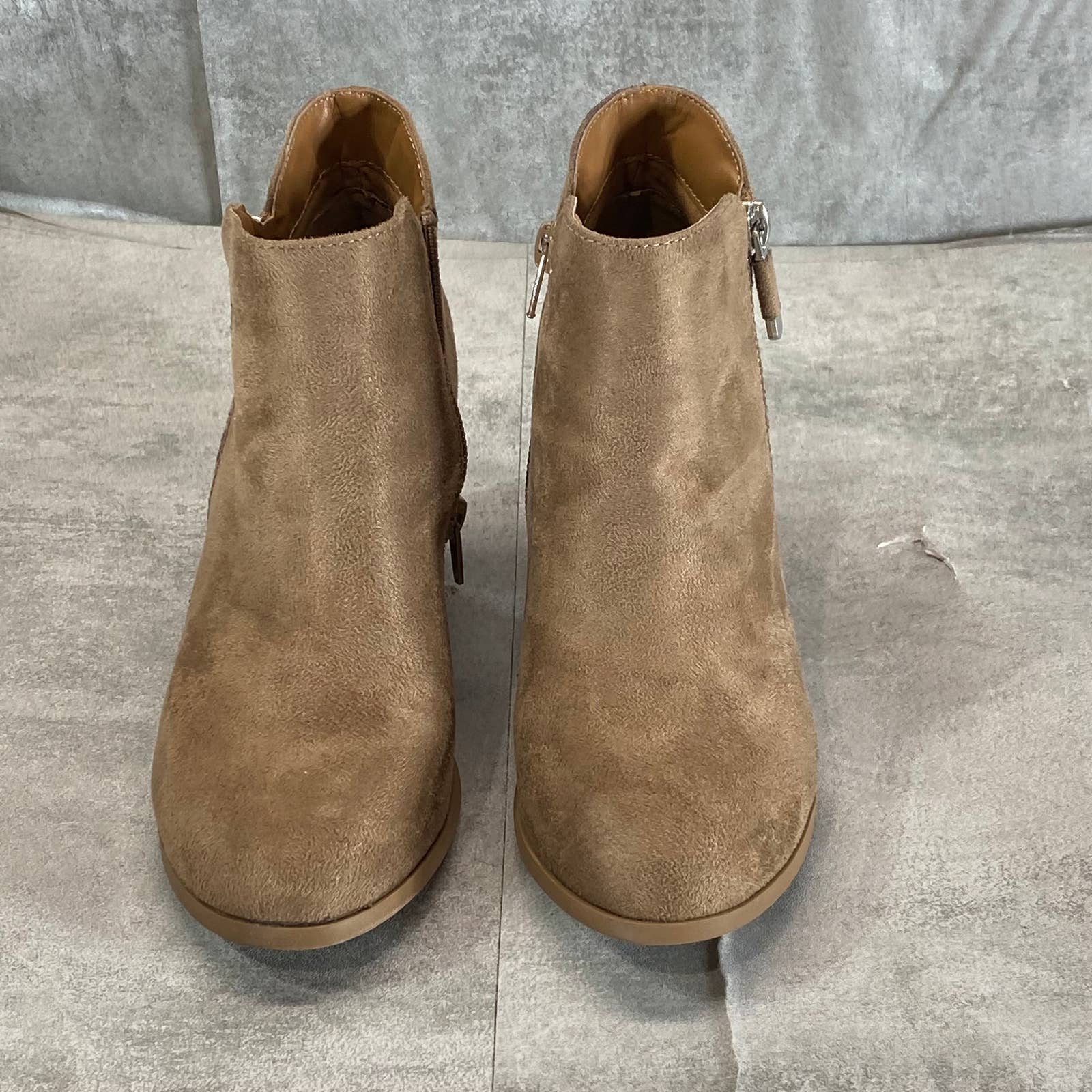 STYLE & CO Women's Taupe Masrinaa Slip-On Block-Heel Ankle Booties SZ 5