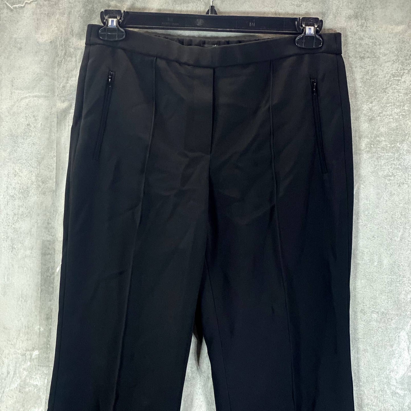 THEORY Women's Black Admiral Crepe Mid-Rise Demitria Pull-On Wide-Leg Pants SZ 8