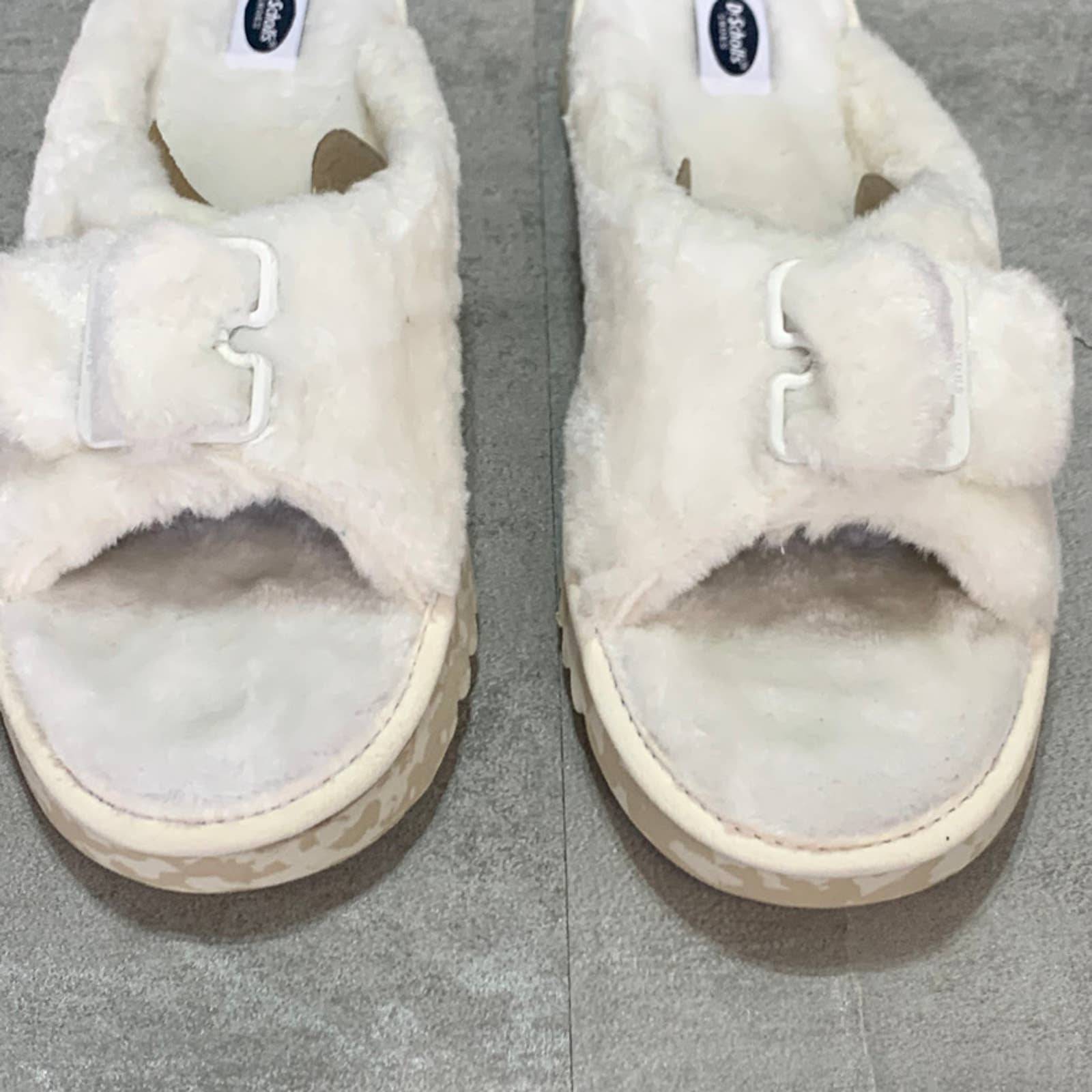 DR. SCHOLL'S Tofu Staycay OG Faux Fur Buckle Slide Sandal SZ 10