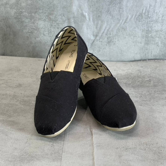 TOMS Women's Black Recycled Canvas Alpargata Square-Toe Slip-On Casual Shoes SZ  9