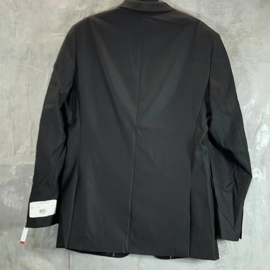 CALVIN KLEIN Men's Black Textured Long Slim-Fit Two-Button Suit Jacket SZ 40L