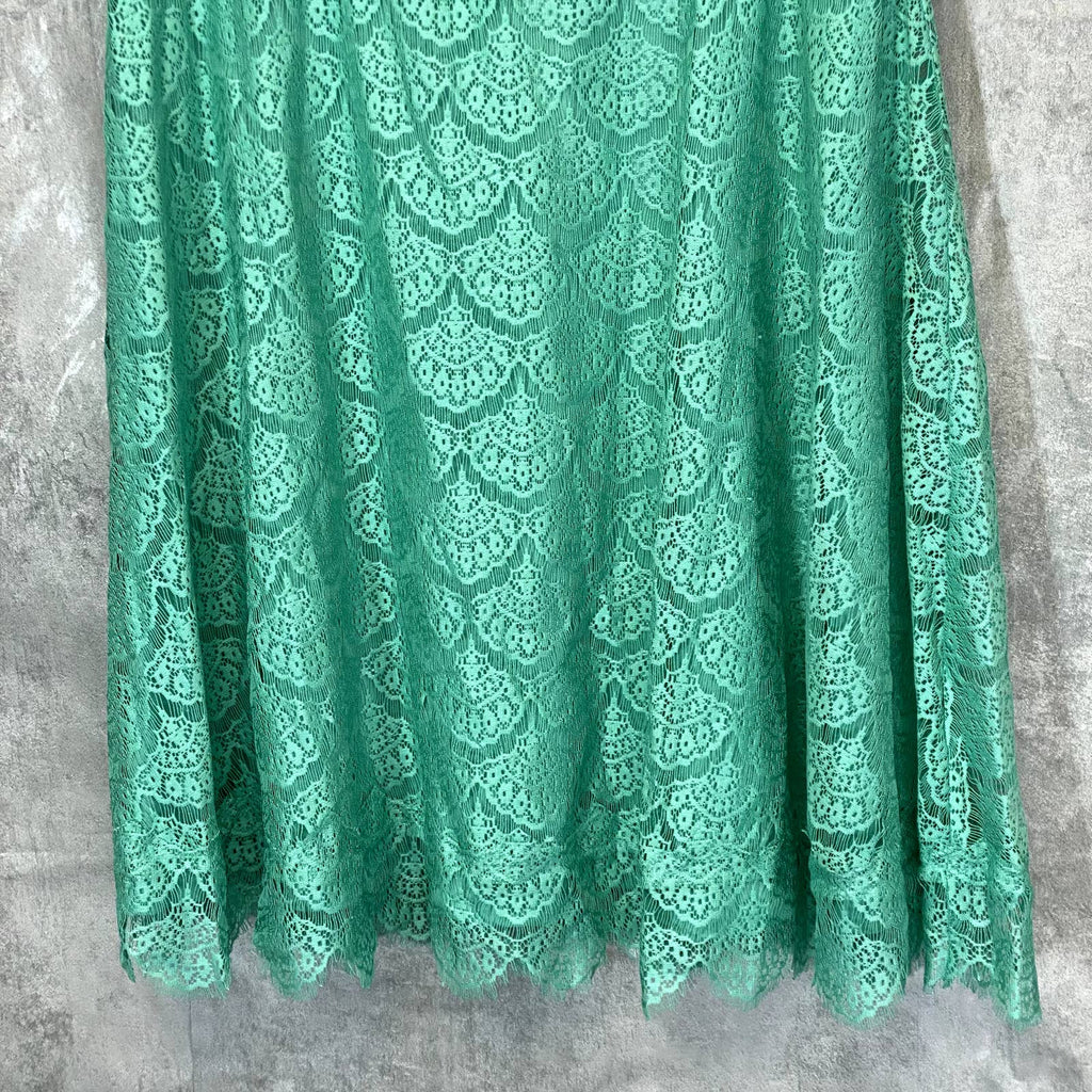 KENSIE Women's Turquoise Lace Sleeveless Keyhole Fit & Flare Mini Dress SZ 14