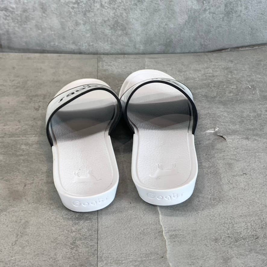 GOATS Big Kid's White/Black The Slide Logo Slide Sandals SZ 2.5