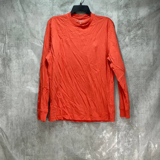 CLUB ROOM Grapefruit Red Long Sleeve Solid Crewneck Shirt SZ M