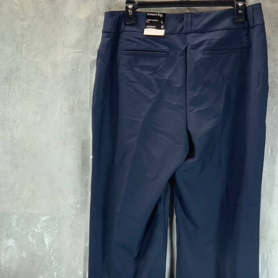 ALFANI Women's Modern Navy Mid-Rise Essential Curvy Straight Bootcut Pants SZ 8