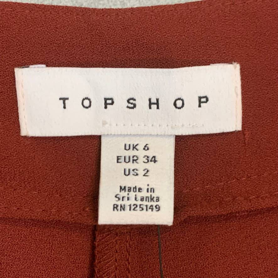 TOPSHOP Orange High-Rise Wide Leg Crop Trousers  SZ 2