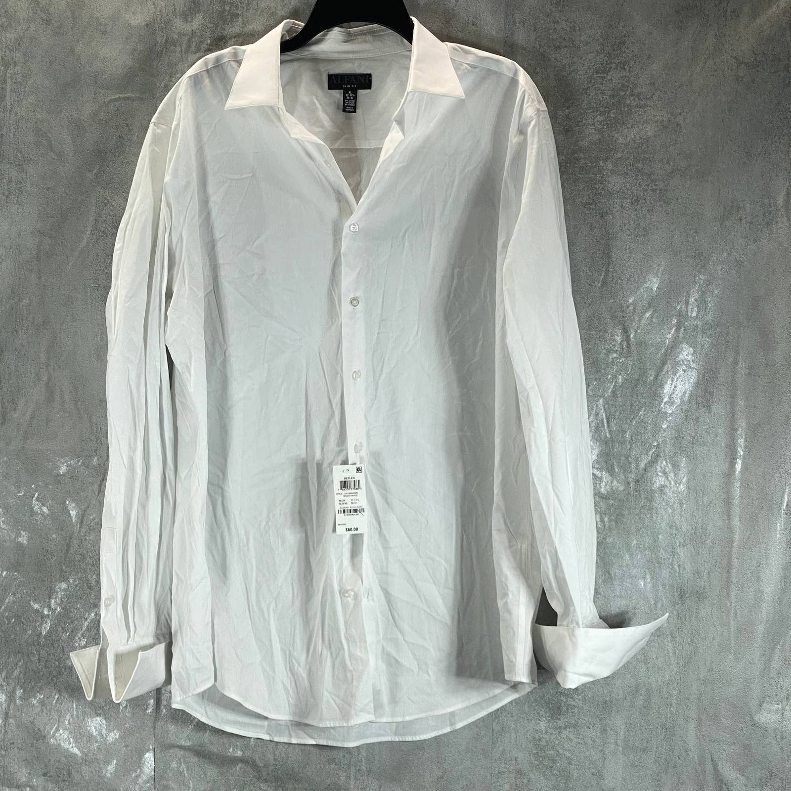 ALFANI Men's White Slim-Fit 2-Way Stretch Button-Up Long-Sleeve Dress Shirt SZXL