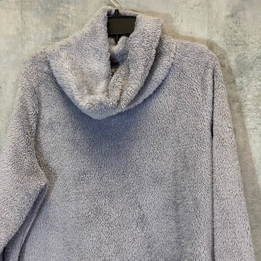 ZELLA Women's Grey Dapple Furry Fleece Funnel Neck Long Sleeve Pullover SZ XL