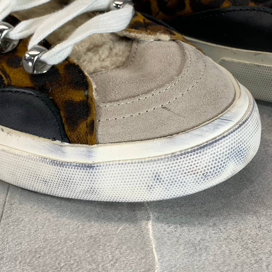 MARC FISHER LTD Women's Animal Print Beige Merin Faux-Fur Lace-Up Sneakers SZ 6