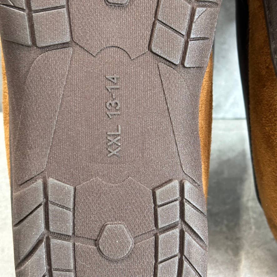 HAGGER Men's Tan Microsuede Fleece-Lined Venetian Memory Foam Slippers SZ XXL