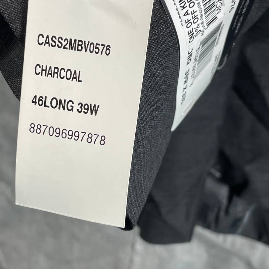 MARC NEW YORK Men's Light Grey Plaid Long Modern-fit Two-Button jacket SZ 46L