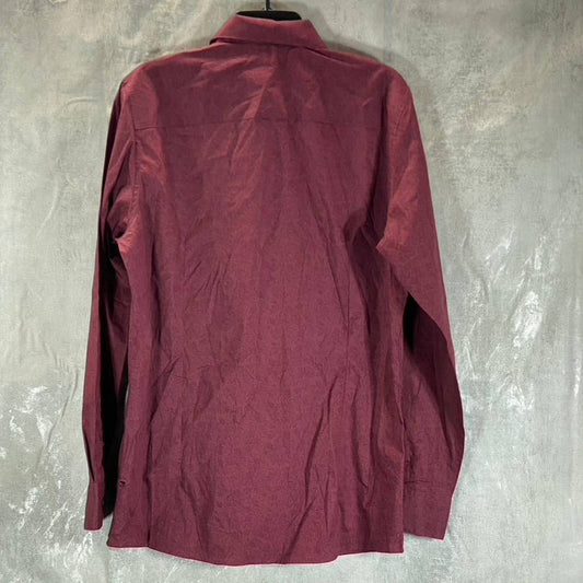 BAR III Men's Burgundy Paisley-Print Slim-Fit Button-Up Long-Sleeve Shirt SZ M
