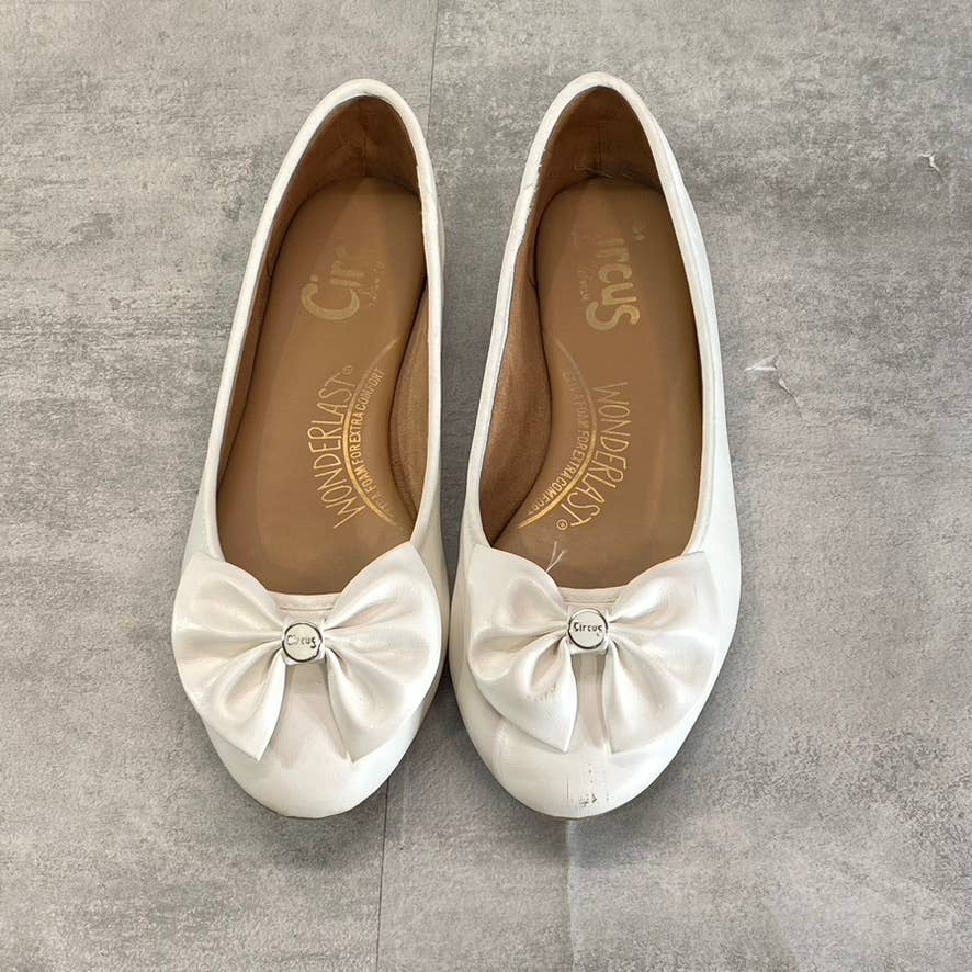 CIRCUS By Sam Edelman Women's White Carmen Slip-On Bow Flats SZ 8