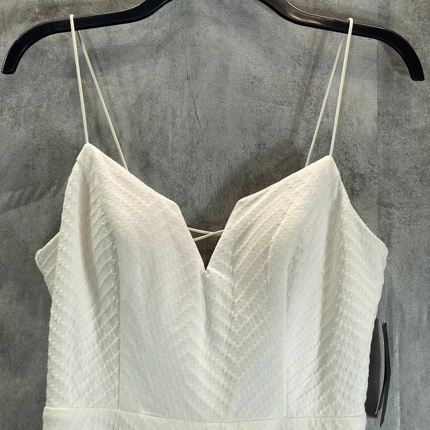 CITY STUDIO Juniors' Ivory V-Neck Lace-Up-Back Textured Fit & Flare Mini Dress