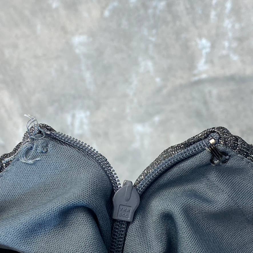 VINCE CAMUTO Women's Gunmetal Metallic Stripe Deep V-Neck Sleeveless Gown SZ 4