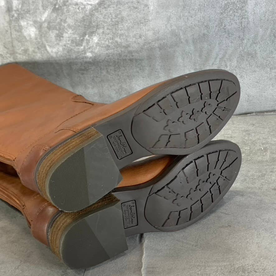 SAM EDELMAN Women's Whiskey Leather Penny Round-Toe Block-Heel Riding Boot SZ4.5