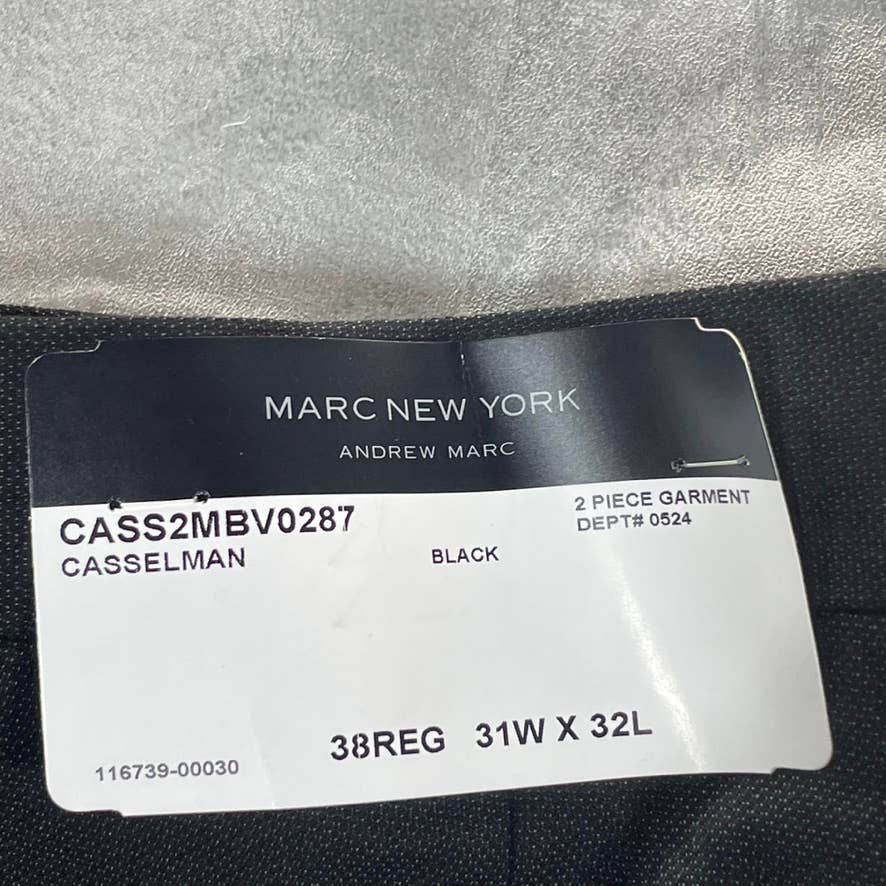 MARC NEW YORK Men's Black Modern-Fit Stretch Two-Button Regular Suit SZ 38R