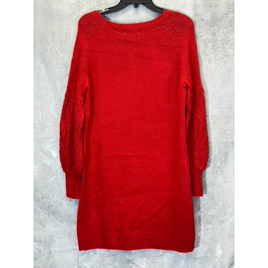 BB DAKOTA By Steve Madden Women's Crimson Red Crewneck Knit Sweater Dress SZ M