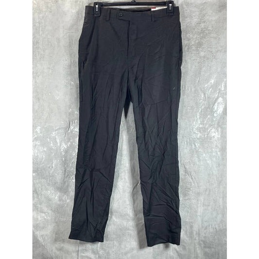 CALVIN KLEIN Men's Black Solid Slim-Fit Flat Front Dress Pants SZ 32X32