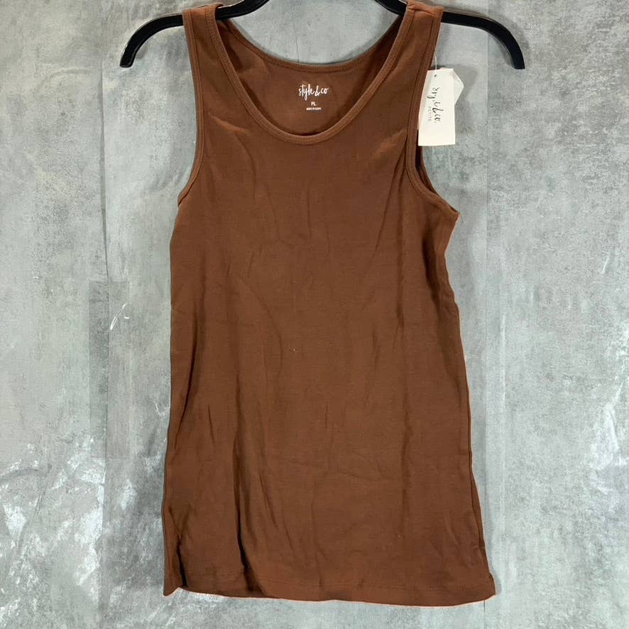 STYLE & CO Women's Petite Down To Earth Scoop-Neck Cotton Tank Top SZ PL